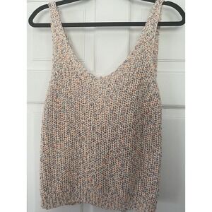 Francesca's Jun&Ivy Womens Knit Tank Top SZ L Confetti Sleeveless Back Twist NWT